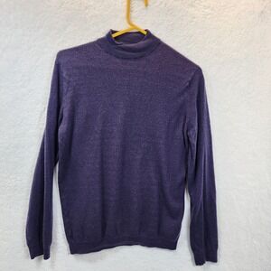 Y2K Bergdorf Goodman Cashmere Silk Mock Neck Sweater Mens XL Purple British Made